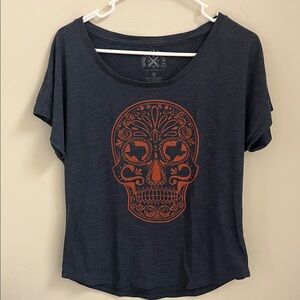 Navy Dolman Sugar Skull Texas Tee Size M
